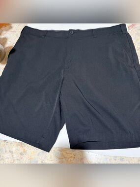 BCG Men’s Dark Gray Solid Chino Shorts Flat Front Stretch Slash Pockets Button